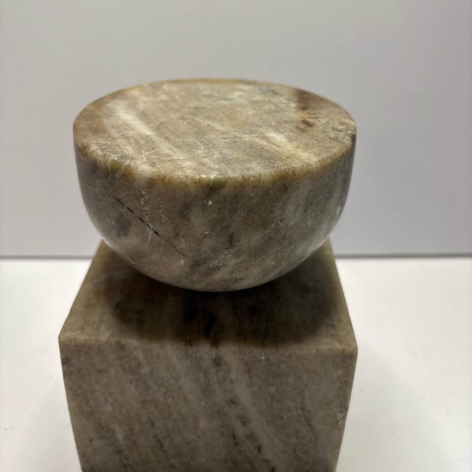 Geometric Stone Sculpture · Hemisphere on Cube Base, additional view — original item photo