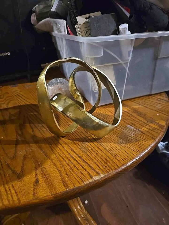 Abstract Brass Ribbon Sculpture · Interlocking Tabletop Décor, additional view — original item photo