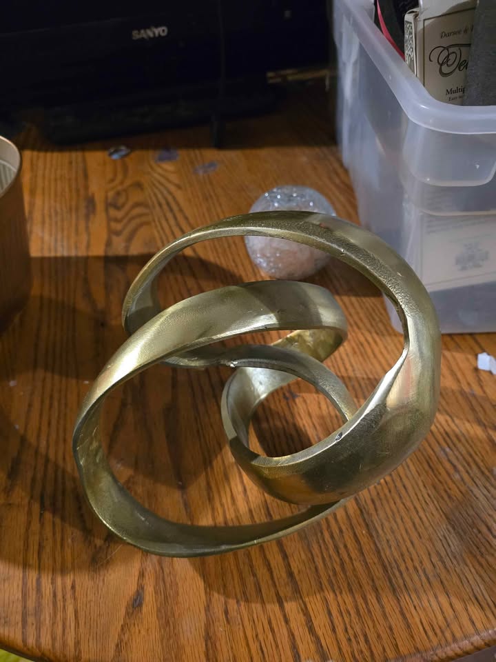 Abstract Brass Ribbon Sculpture · Interlocking Tabletop Décor, additional view — original item photo