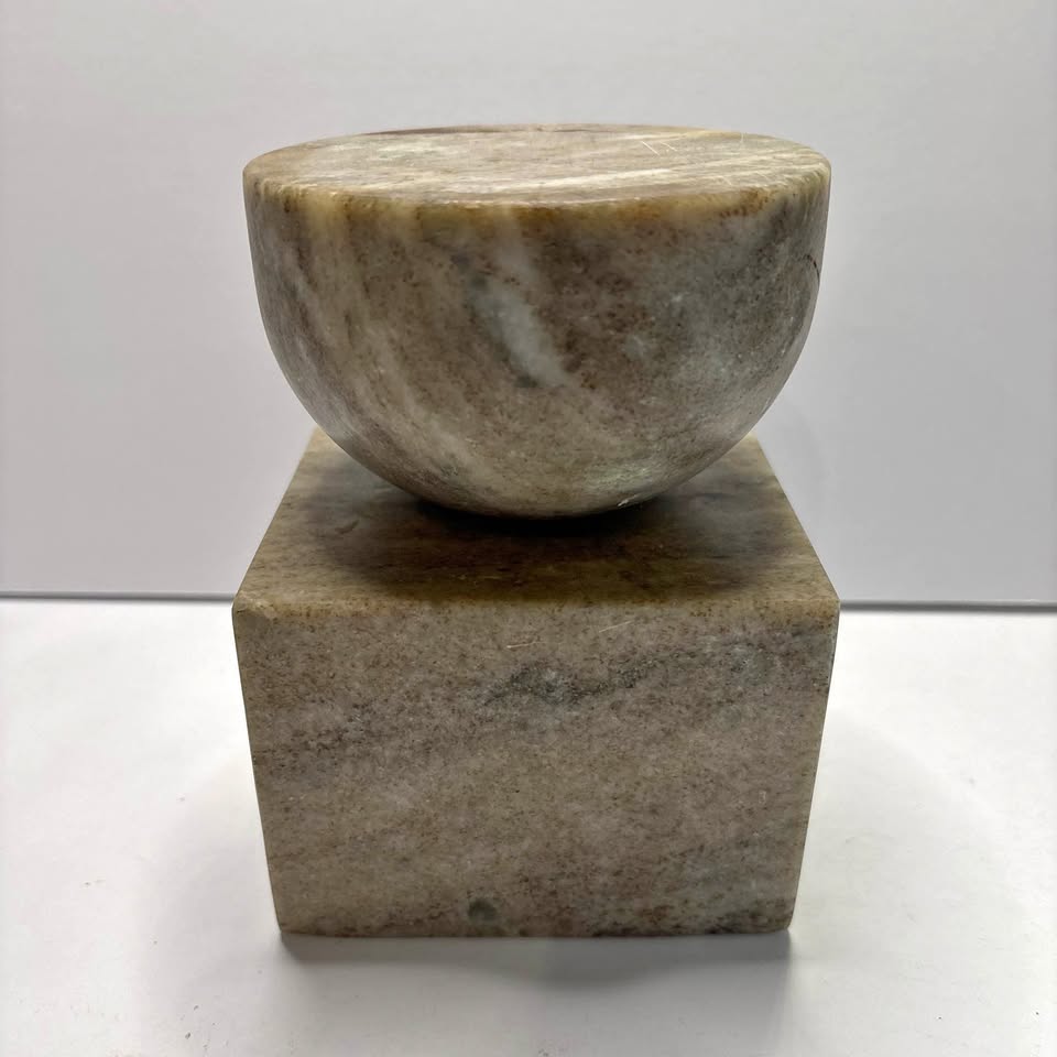 Geometric Stone Sculpture · Hemisphere on Cube Base, additional view — original item photo