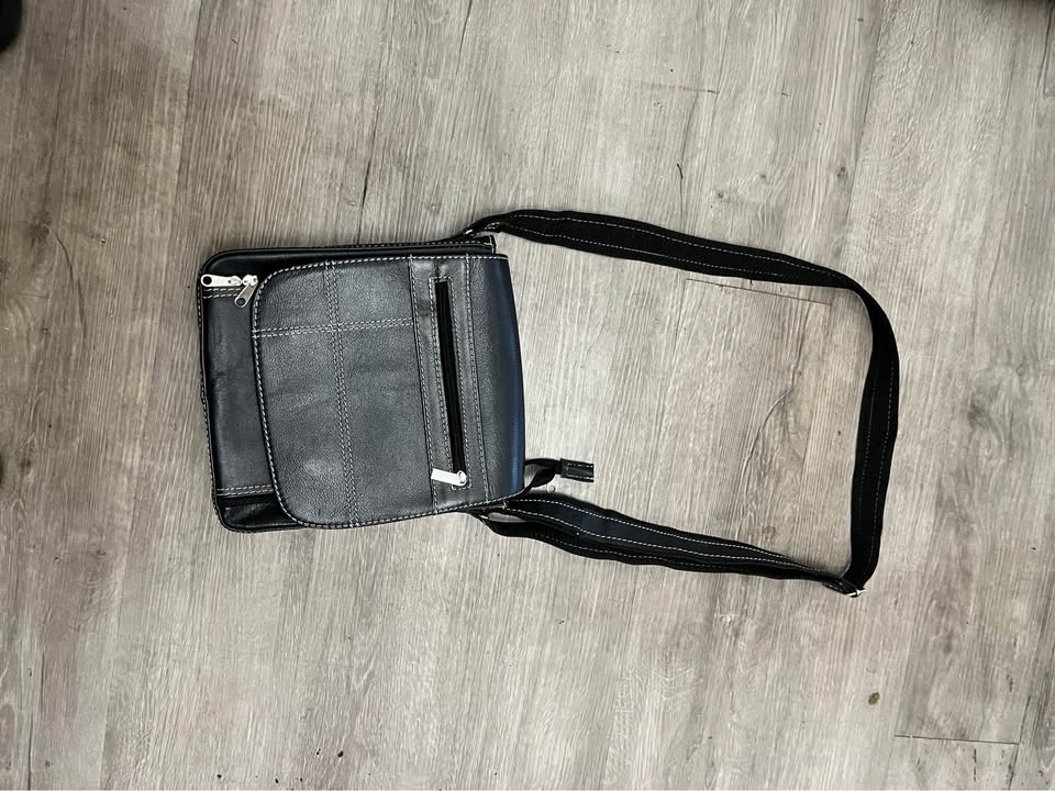 Black Crossbody Bag with Contrast Stitching, additional view