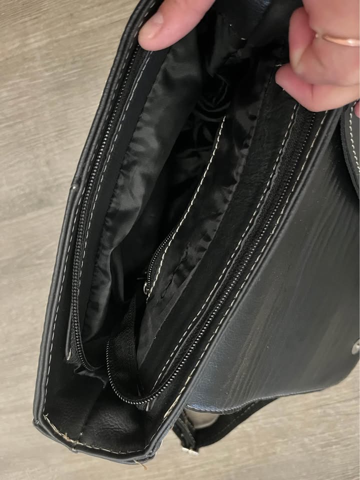 Black Crossbody Bag with Contrast Stitching, additional view