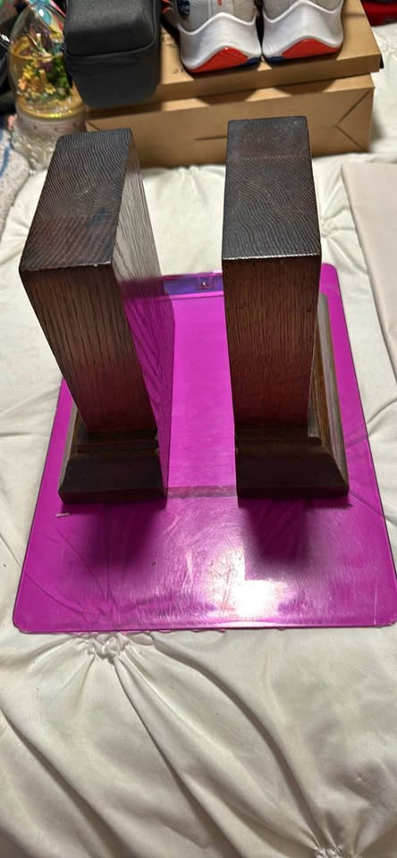 Dark Wood Bookends with Stepped Bases — Pair, additional view