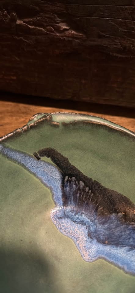 Blue-Green Studio Pottery Bowl · Crystalline Glaze & Marked Base, additional view — original item photo Blue-Green Studio Pottery Bowl · Crystalline Glaze & Marked Base, additional view — original item photo