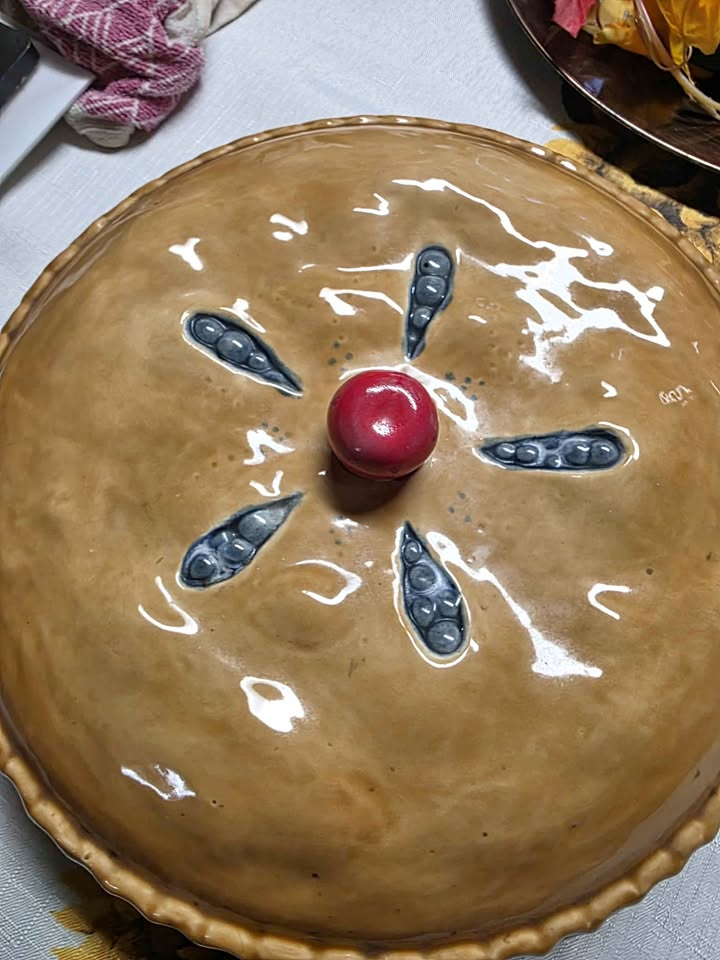 Blueberry Cottage · Ceramic Pie Keeper with Cherry Knob, additional view — original item photo