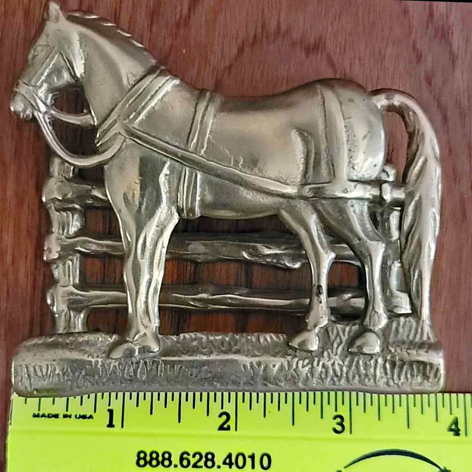 Brass-Tone Horse Letter & Card Holder · Equestrian Desk Accent, additional view — original item photo Brass-Tone Horse Letter & Card Holder · Equestrian Desk Accent, additional view — original item photo