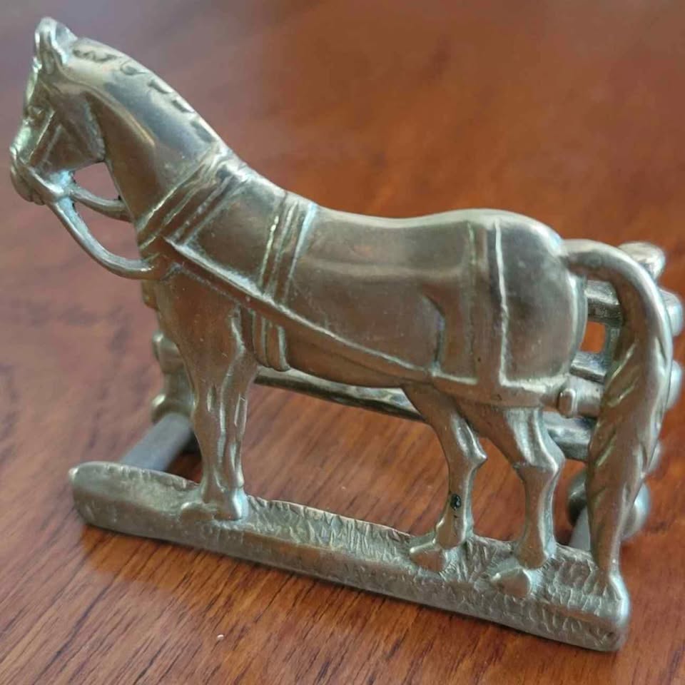 Brass-Tone Horse Letter & Card Holder · Equestrian Desk Accent, additional view — original item photo Brass-Tone Horse Letter & Card Holder · Equestrian Desk Accent, additional view — original item photo