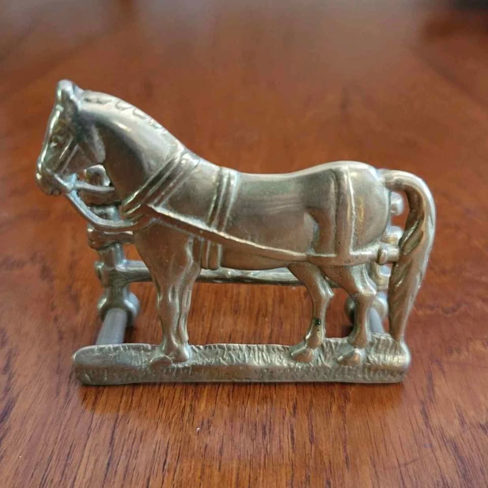 Brass-Tone Horse Letter & Card Holder · Equestrian Desk Accent, additional view — original item photo Brass-Tone Horse Letter & Card Holder · Equestrian Desk Accent, additional view — original item photo