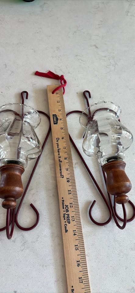 Burgundy Scroll Wall Sconces · Fluted Glass & Wood Pair, additional view — original item photo