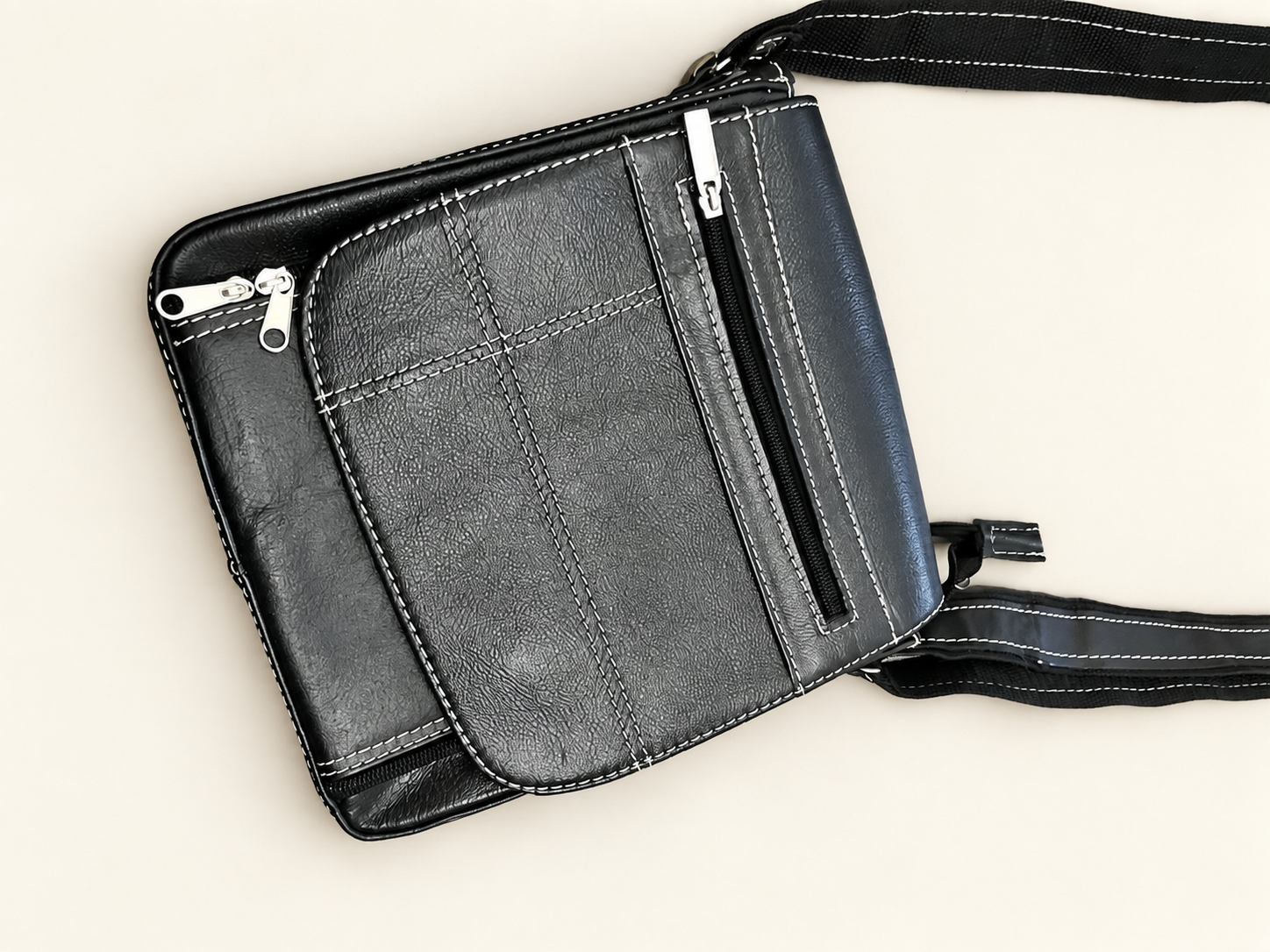 Black Crossbody Bag with Contrast Stitching, additional view