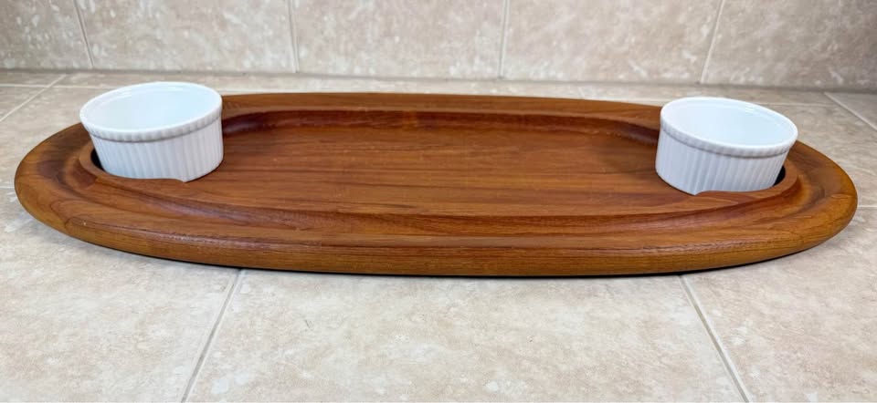 Teak Gathering · Dansk Oval Hostess Tray & Ramekins, additional view — original item photo
