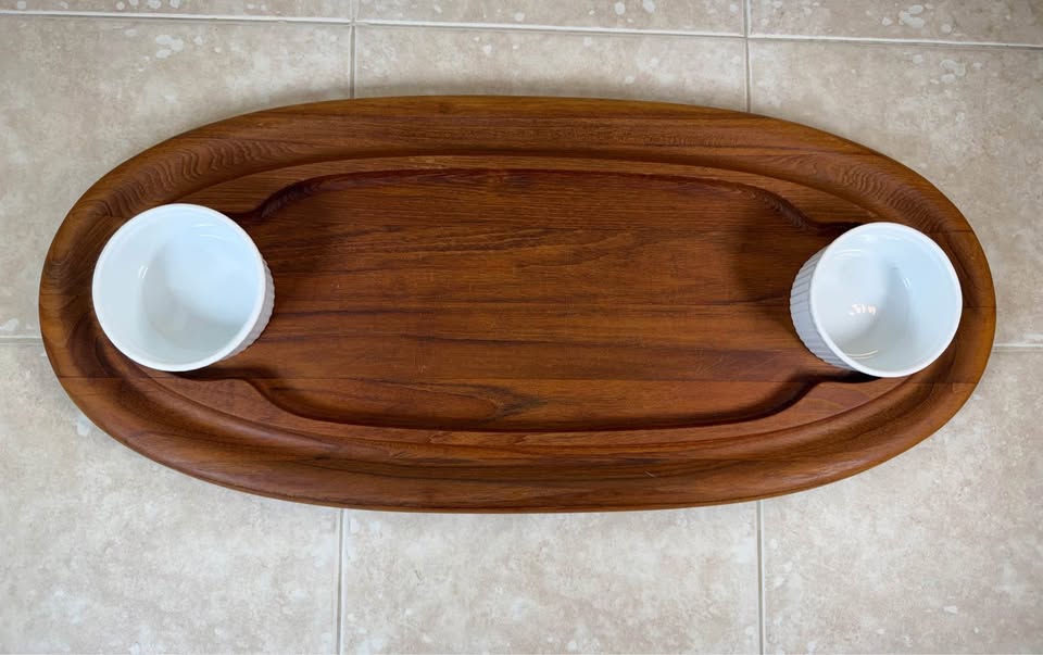 Teak Gathering · Dansk Oval Hostess Tray & Ramekins, additional view — original item photo