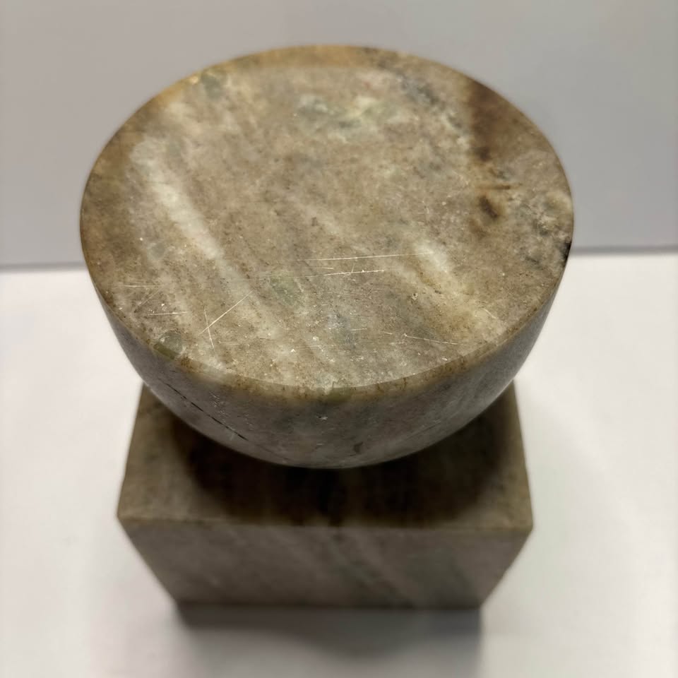 Geometric Stone Sculpture · Hemisphere on Cube Base, additional view — original item photo