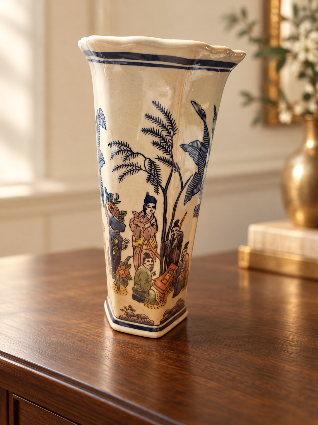 Painted Pavilion · Hexagonal Ceramic Vase — original item photo Painted Pavilion · Hexagonal Ceramic Vase — original item photo