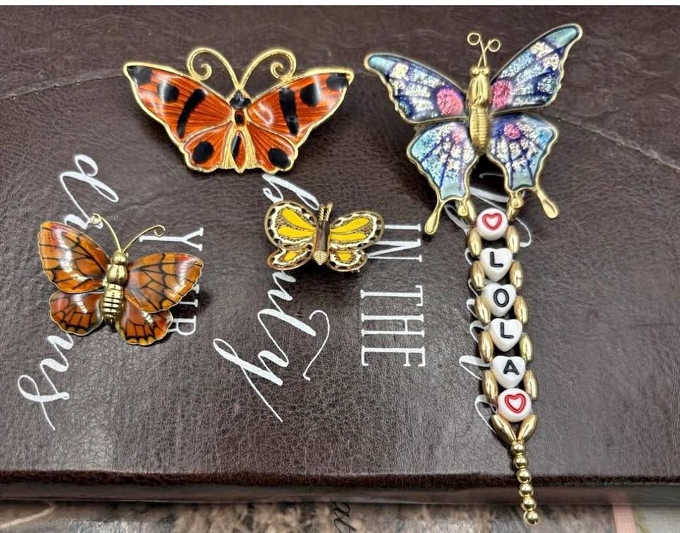 Four Fluttering Accents · Colorful Butterfly Brooch Set, additional view — original item photo