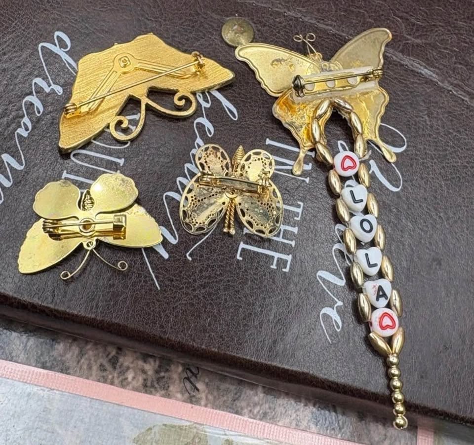 Four Fluttering Accents · Colorful Butterfly Brooch Set, additional view — original item photo