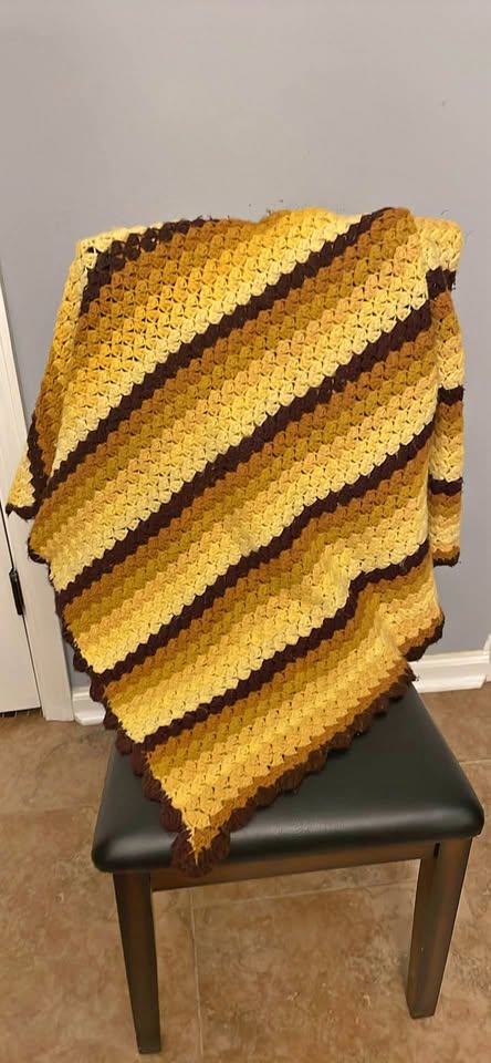 Golden Hour Stripes · 70 × 50-Inch Crochet Afghan, additional view — original item photo