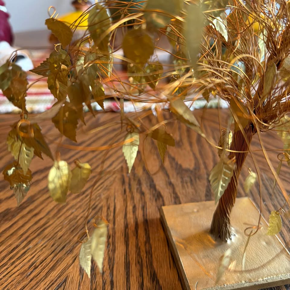 Golden Leaf Wire Tree · Twisted-Trunk Tabletop Sculpture, additional view — original item photo Golden Leaf Wire Tree · Twisted-Trunk Tabletop Sculpture, additional view — original item photo