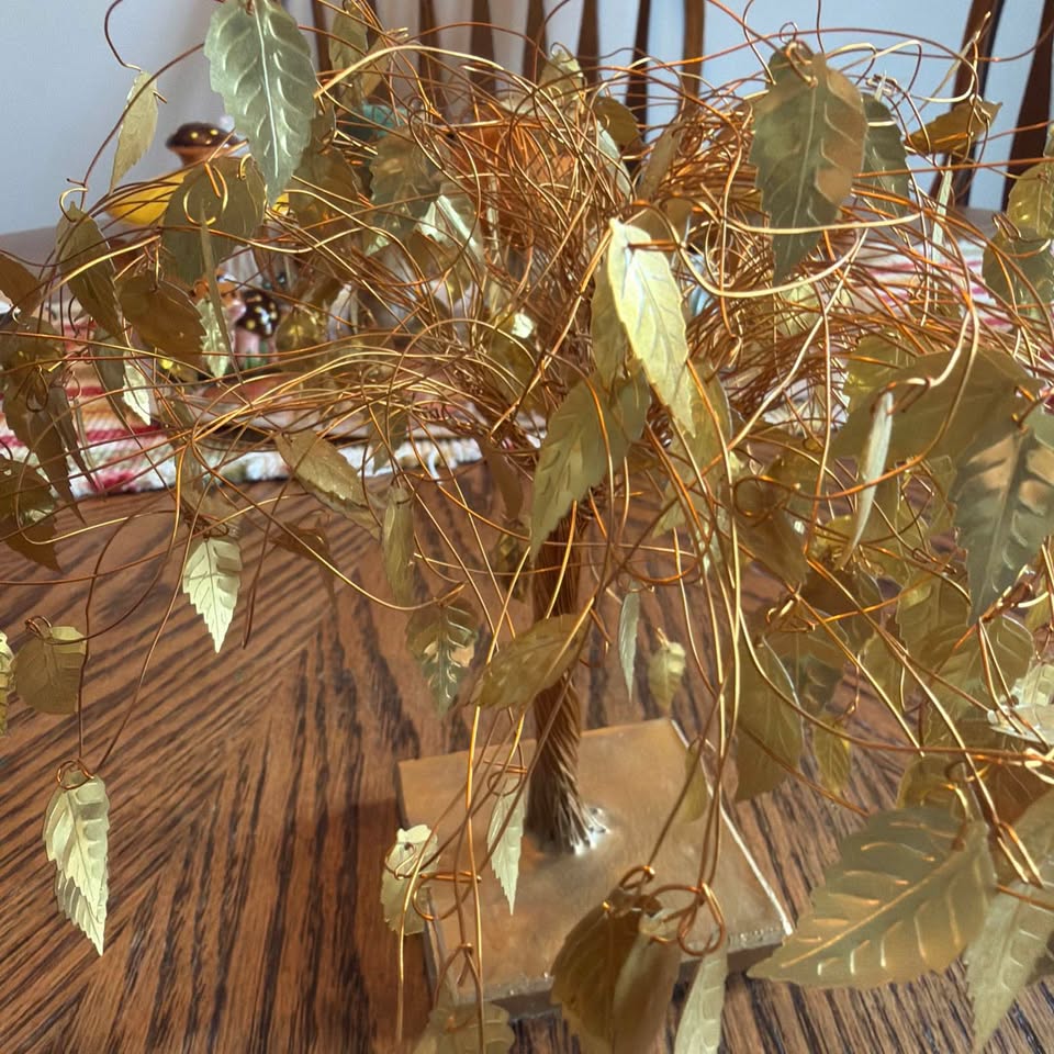 Golden Leaf Wire Tree · Twisted-Trunk Tabletop Sculpture, additional view — original item photo Golden Leaf Wire Tree · Twisted-Trunk Tabletop Sculpture, additional view — original item photo