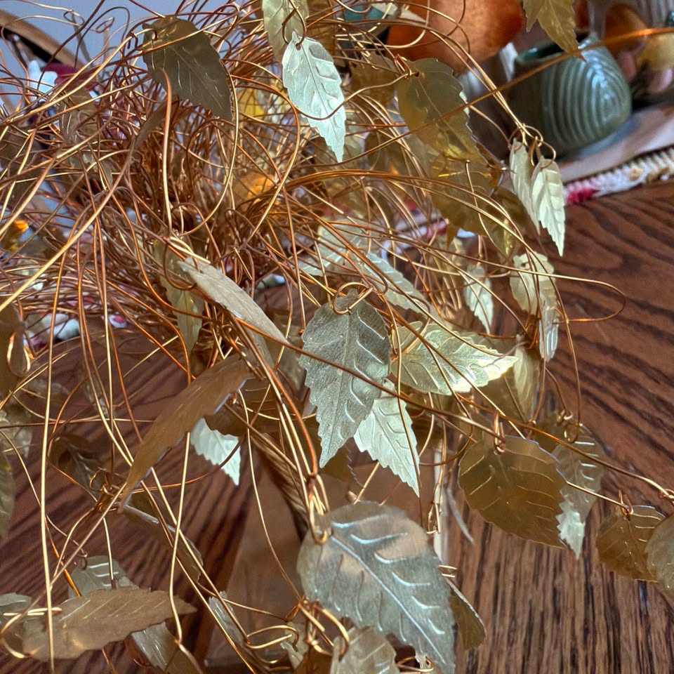 Golden Leaf Wire Tree · Twisted-Trunk Tabletop Sculpture, additional view — original item photo Golden Leaf Wire Tree · Twisted-Trunk Tabletop Sculpture, additional view — original item photo