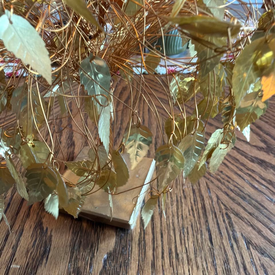 Golden Leaf Wire Tree · Twisted-Trunk Tabletop Sculpture, additional view — original item photo Golden Leaf Wire Tree · Twisted-Trunk Tabletop Sculpture, additional view — original item photo