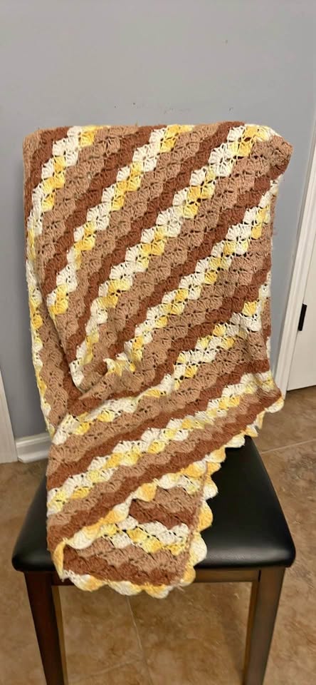 Honey & Cocoa Shells · 63 × 44-Inch Crochet Throw, additional view — original item photo