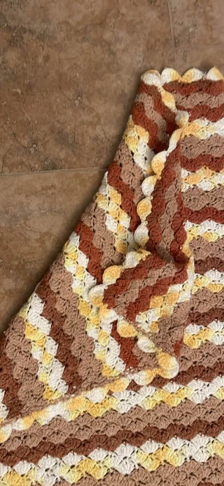 Honey & Cocoa Shells · 63 × 44-Inch Crochet Throw, additional view — original item photo