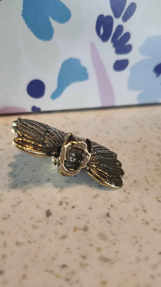 Miniature Fan-Tail Peacock · Brass-Tone Shelf Figurine, additional view — original item photo Miniature Fan-Tail Peacock · Brass-Tone Shelf Figurine, additional view — original item photo