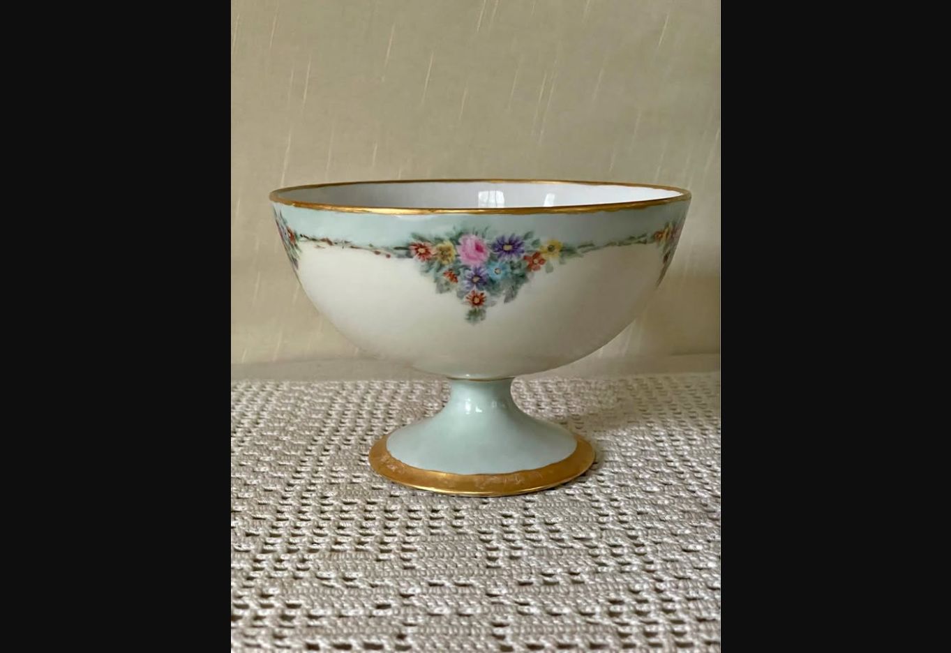 Mint Garland · T&V Limoges Pedestal Bowl, additional view — original item photo
