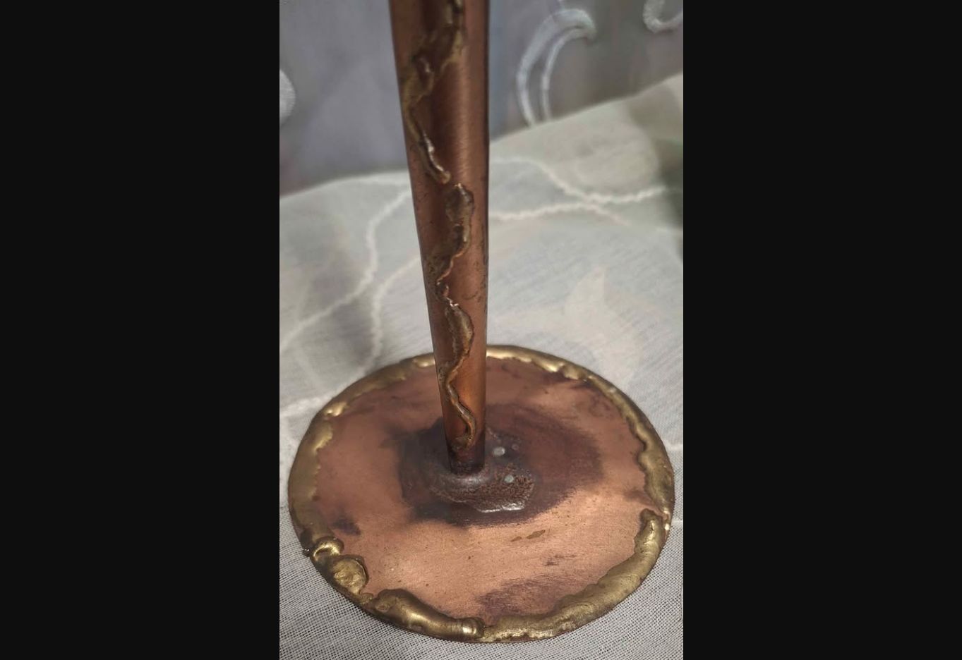 Molten Lines · Copper & Brass Candleholder Pair, additional view — original item photo