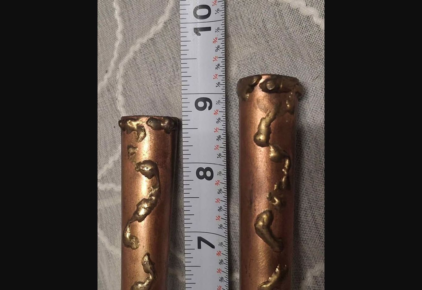Molten Lines · Copper & Brass Candleholder Pair, additional view — original item photo