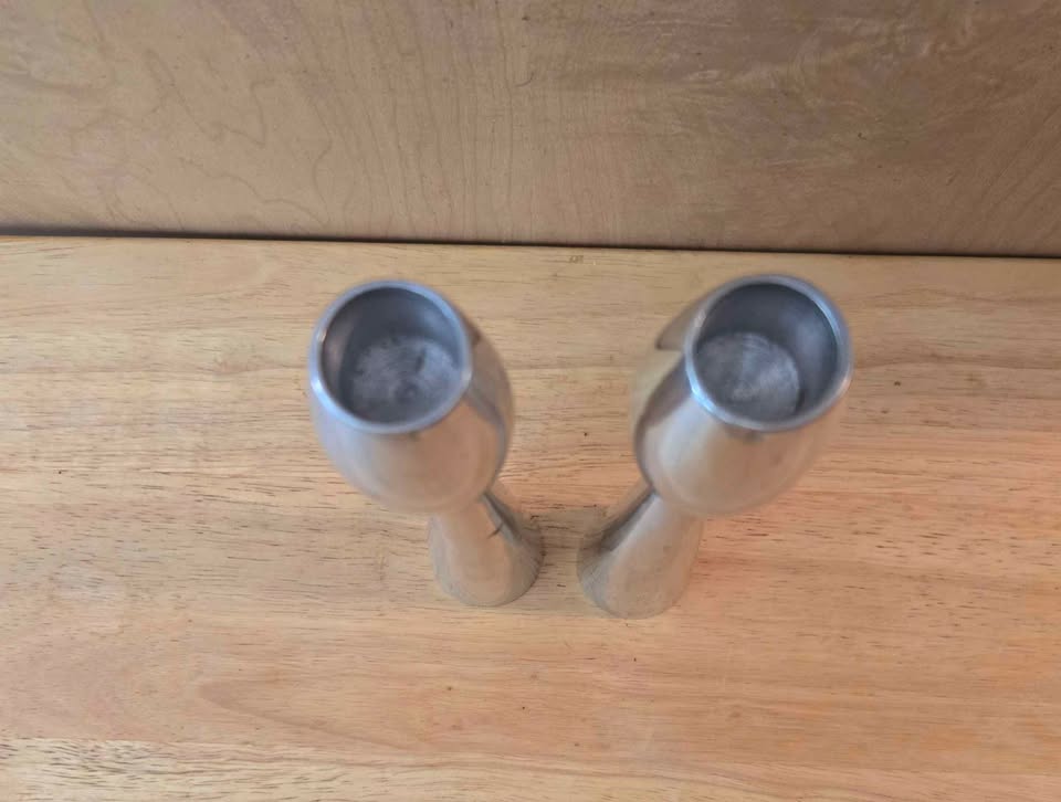Silver Poise · Modernist Candlestick Pair, additional view — original item photo Silver Poise · Modernist Candlestick Pair, additional view — original item photo