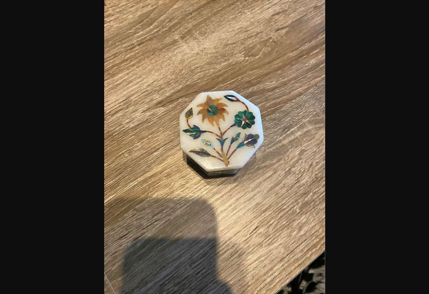 Petal Mosaic · Floral-Inlay Marble Keepsake Box, additional view — original item photo