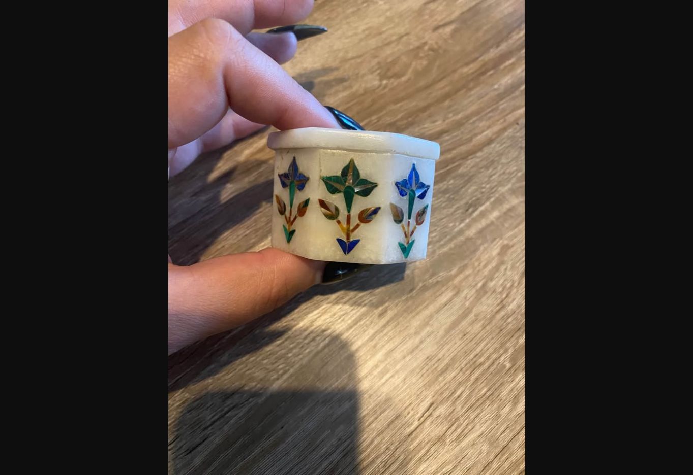 Petal Mosaic · Floral-Inlay Marble Keepsake Box, additional view — original item photo