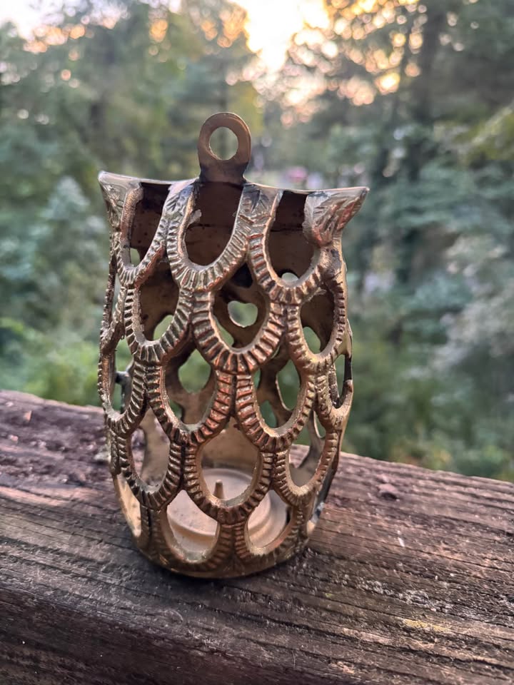 Pierced Golden Owl · Decorative Candle Holder, additional view — original item photo