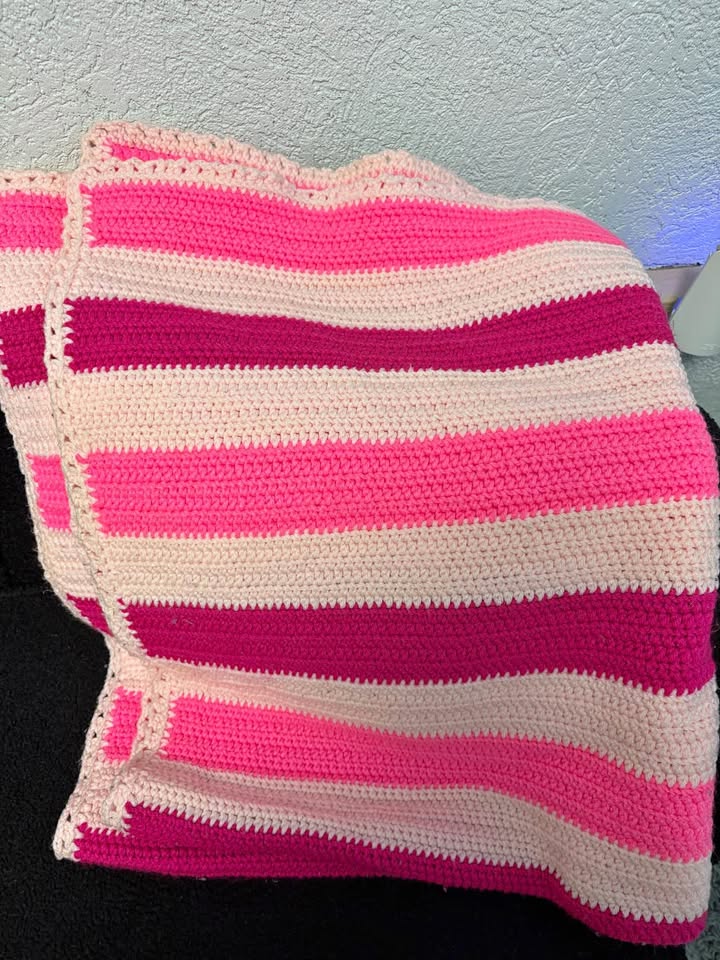 Pink Reverie · Striped Crochet Throw, additional view — original item photo