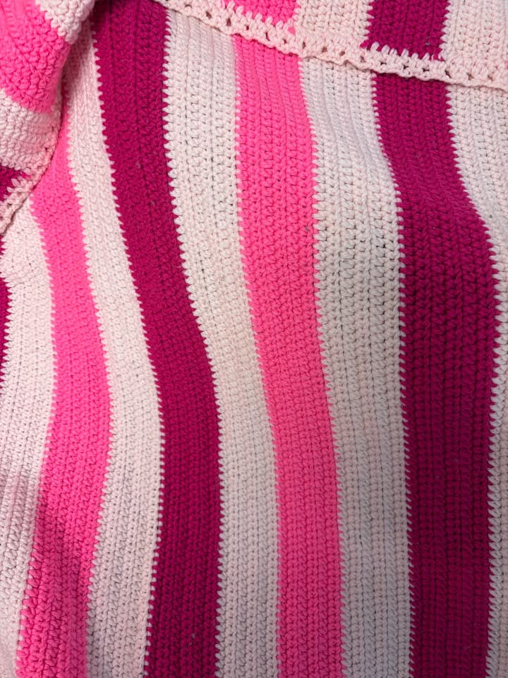 Pink Reverie · Striped Crochet Throw, additional view — original item photo