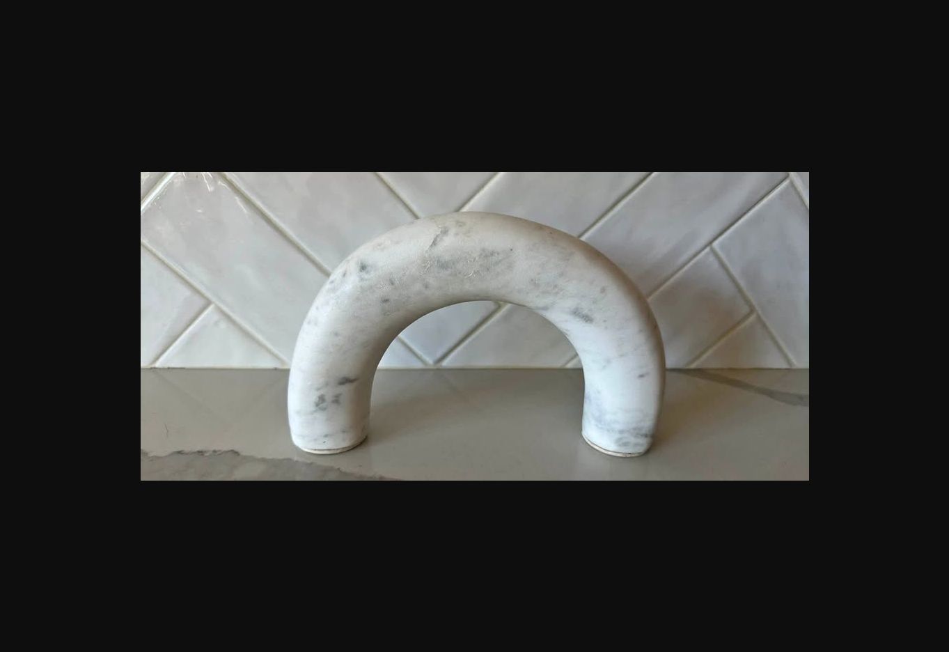 Quiet Arc · White-and-Gray Stone Sculpture, additional view — original item photo