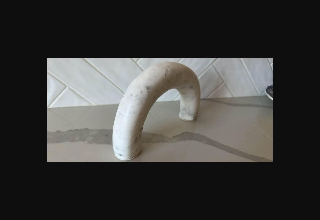 Quiet Arc · White-and-Gray Stone Sculpture, additional view — original item photo