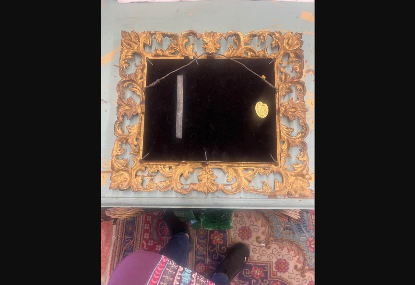 Salon Scrollwork · Beveled Brass-Tone Wall Mirror, additional view — original item photo