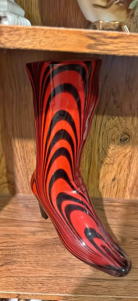 Scarlet Stride · Red & Black Sculptural Boot Vase, additional view — original item photo
