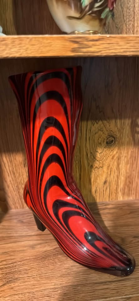 Scarlet Stride · Red & Black Sculptural Boot Vase, additional view — original item photo