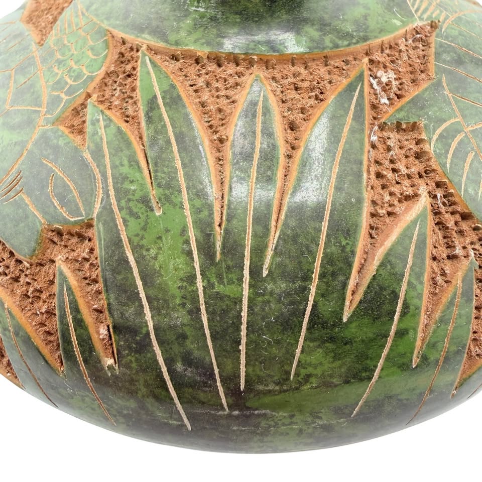 Sea-Turtle Grove Vase · Carved Green Ceramic Vessel, additional view — original item photo Sea-Turtle Grove Vase · Carved Green Ceramic Vessel, additional view — original item photo