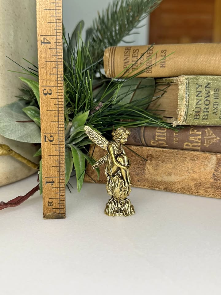 Seated Woodland Fairy · Gold-Tone Winged Miniature, additional view — original item photo