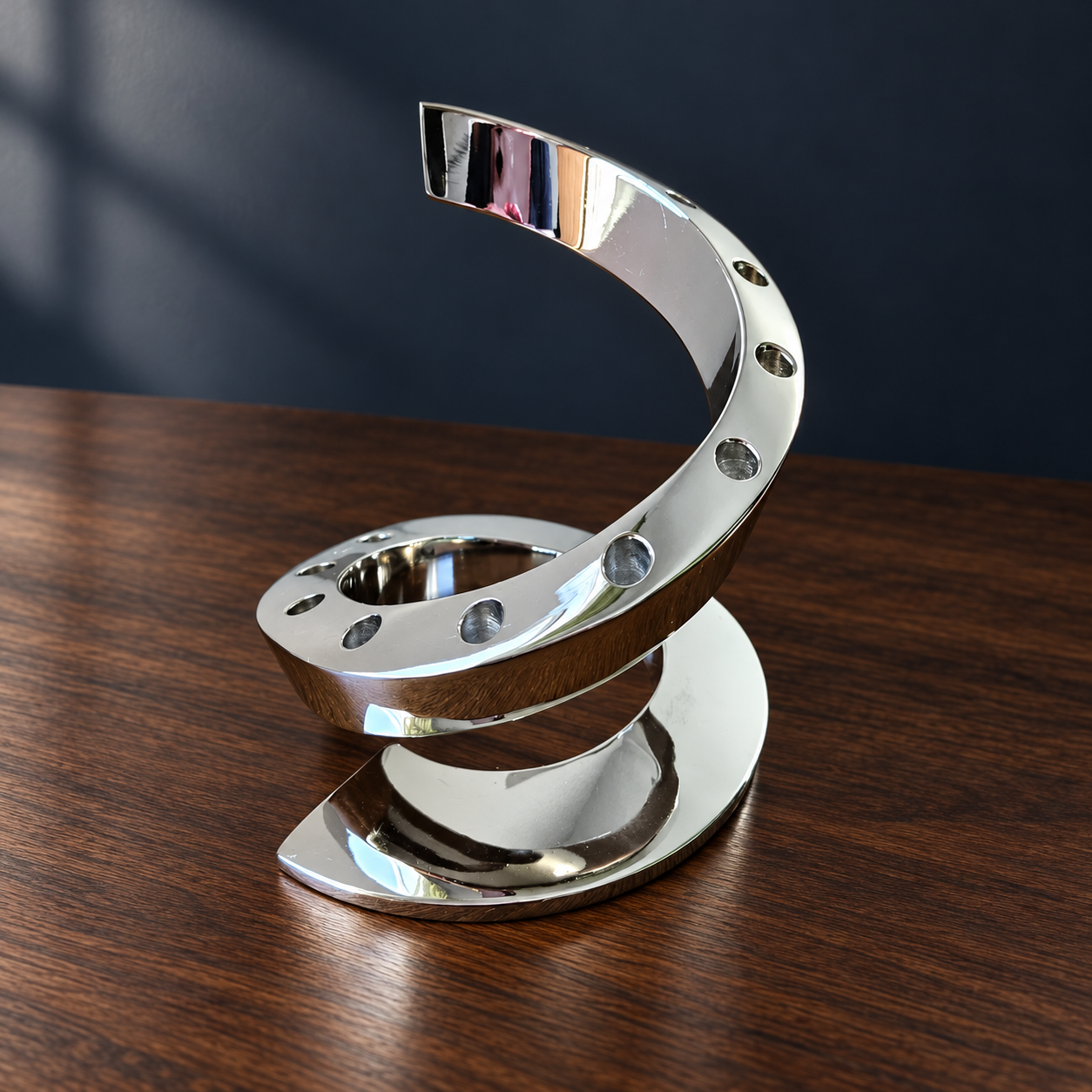 Silver Helix · Dansk Spiral Candleholder & Tapers — AI-styled preview; props not included