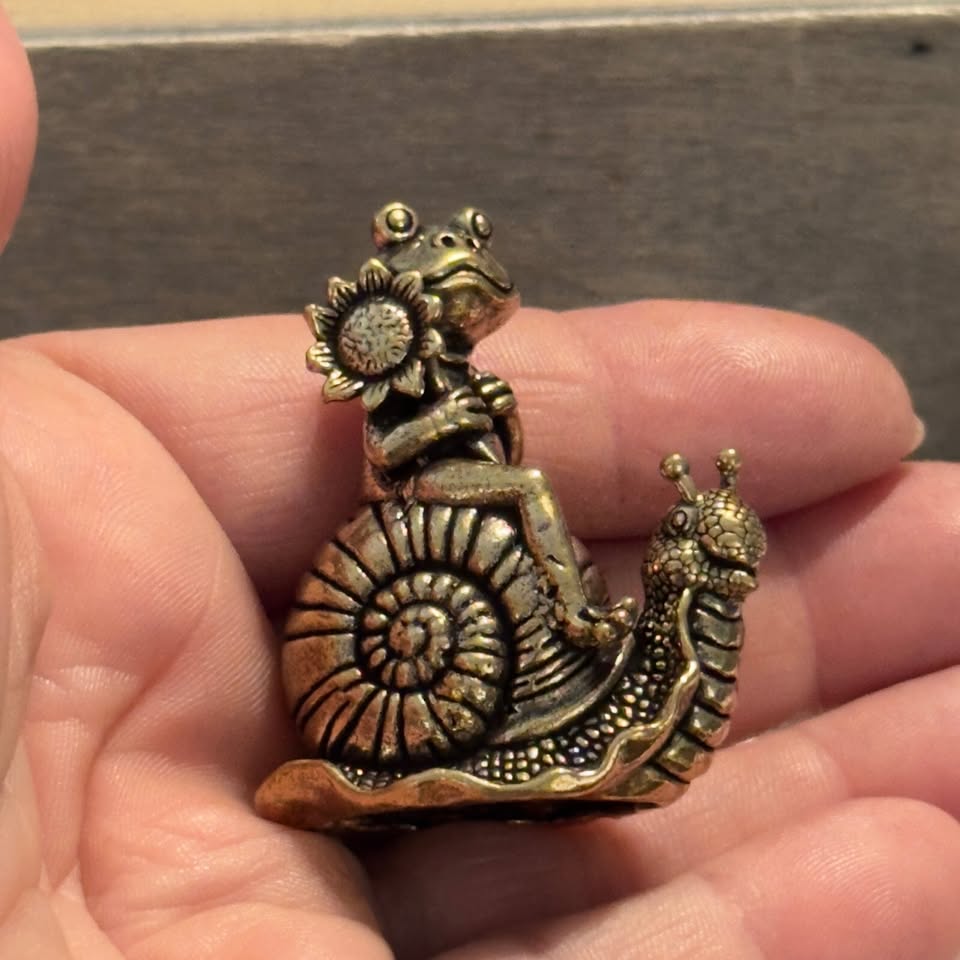 Sunflower Frog & Snail · Tiny Woodland Shelf Figurine, additional view — original item photo
