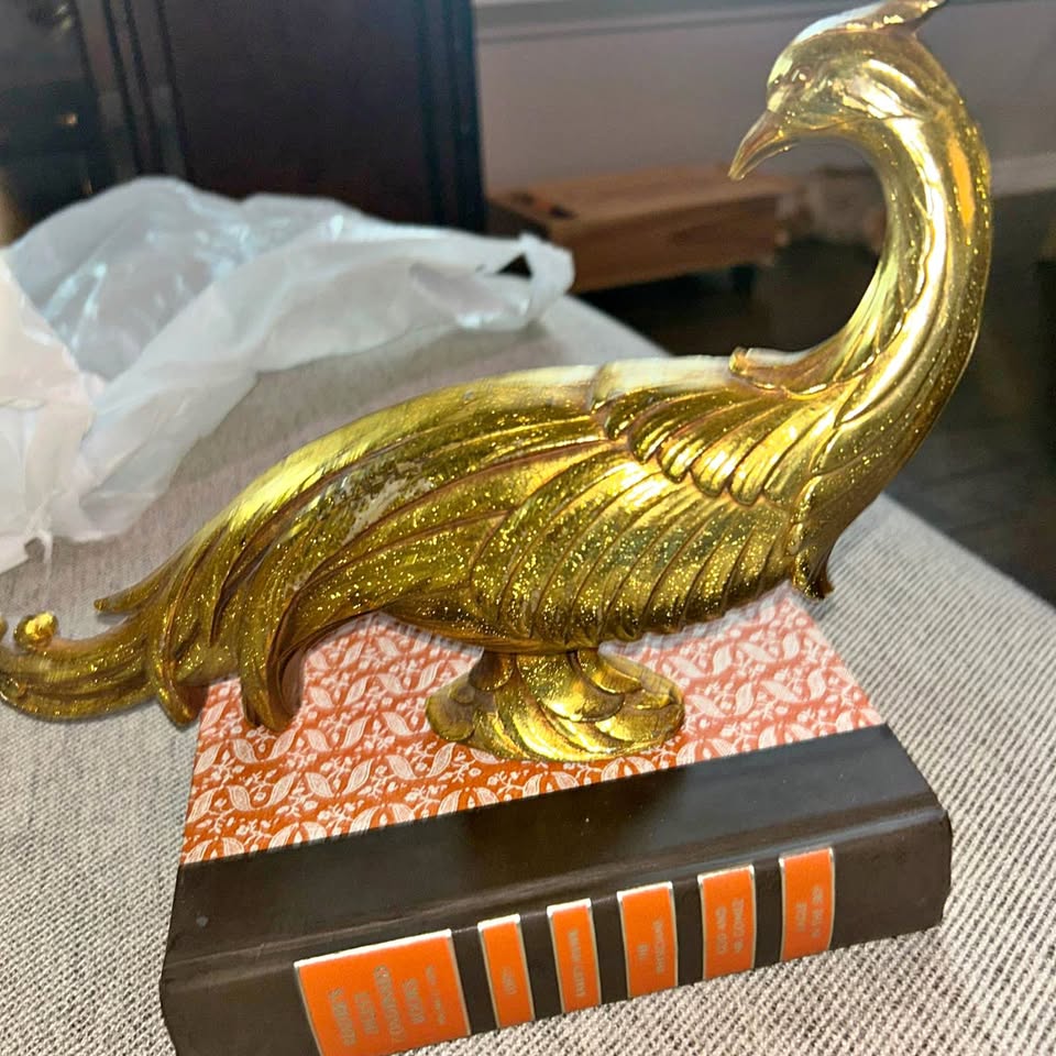 Tall Golden Bird · Textured Long-Tail Console Figurine, additional view — original item photo Tall Golden Bird · Textured Long-Tail Console Figurine, additional view — original item photo