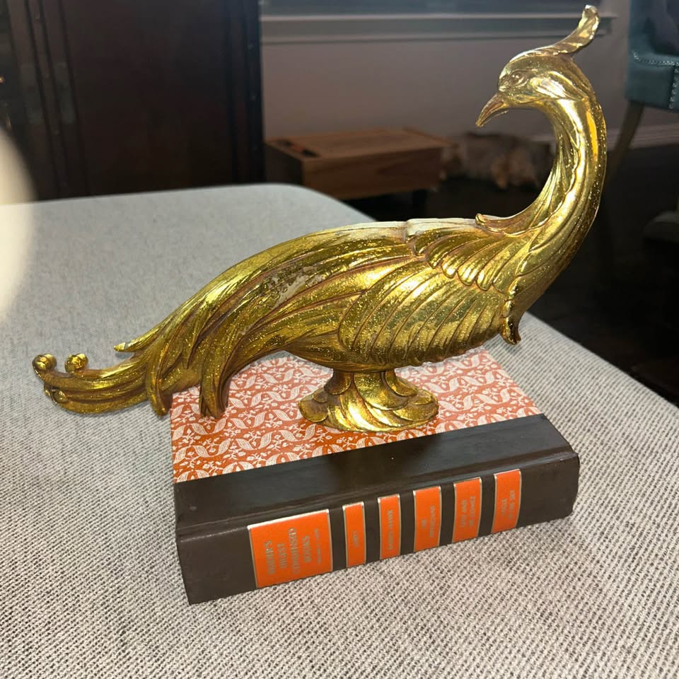 Tall Golden Bird · Textured Long-Tail Console Figurine, additional view — original item photo Tall Golden Bird · Textured Long-Tail Console Figurine, additional view — original item photo