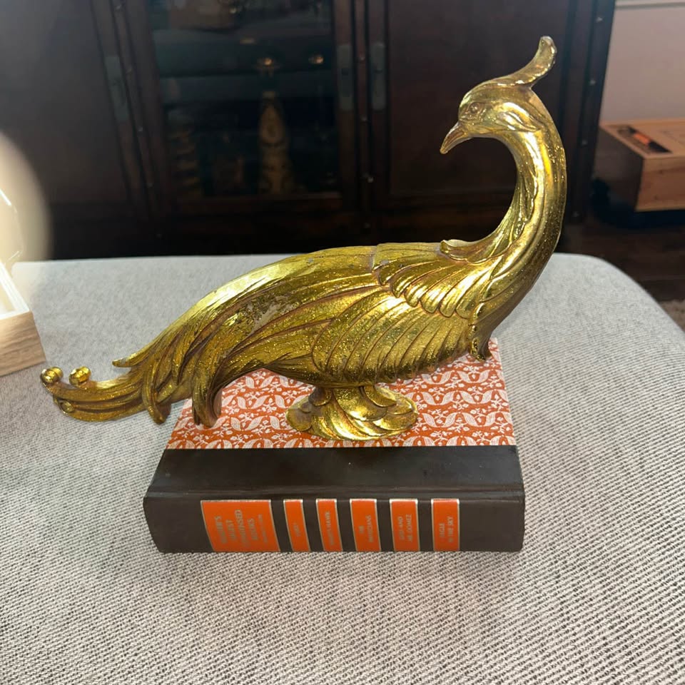 Tall Golden Bird · Textured Long-Tail Console Figurine, additional view — original item photo Tall Golden Bird · Textured Long-Tail Console Figurine, additional view — original item photo