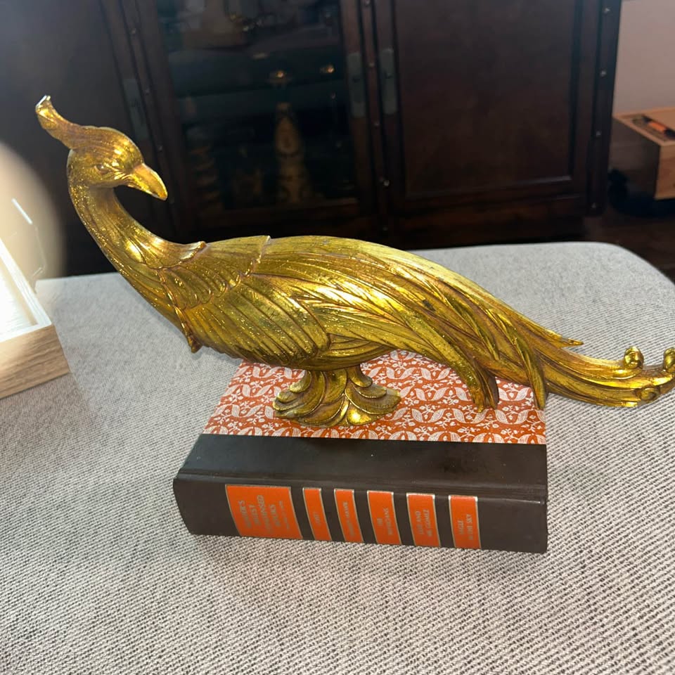 Tall Golden Bird · Textured Long-Tail Console Figurine, additional view — original item photo Tall Golden Bird · Textured Long-Tail Console Figurine, additional view — original item photo